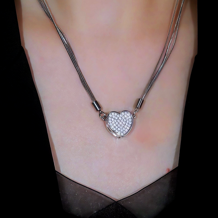 14K Gold-Plated Magnetic Bling Heart Necklaces