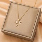 18K Gold Plated Zircon Dragonfly Necklaces