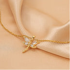 18K Gold Plated Zircon Dragonfly Necklaces