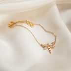 18K Gold Plated Zircon Dragonfly Necklaces