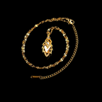 18K Gold-Plated Brown Diamond Leaf Pendant Necklace