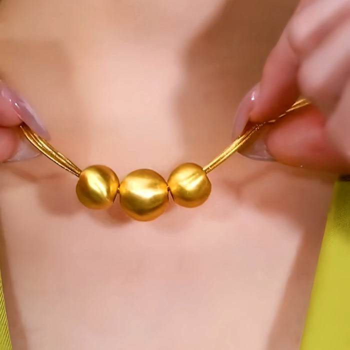 18K Gold-Plated Brushed Happy Family Three Ball Necklace