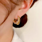 18K Gold-Plated Elegant Double-Layer Pearl Hoop Earrings