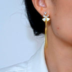 18K Gold-Plated Elegant Zircon Bow Tassel Earrings