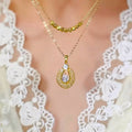 18K Gold-Plated Shiny Double-Layer Lucky Pendant Necklaces