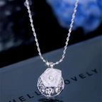 18K Gold-Plated Zircon Diamond Rose Pendant Necklace