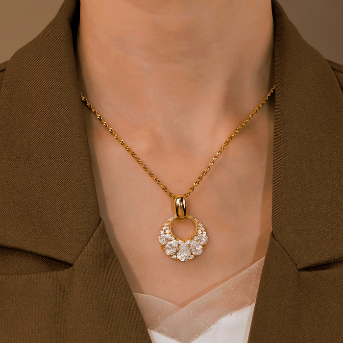 18K Gold-Plated Zircon Peace Pendant Necklace