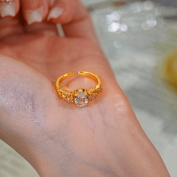 18K Gold Plated Adjustable Starry Sky Diamond Ring
