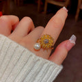 18K Gold Plated Adjustable Rotating Sunflower Rings