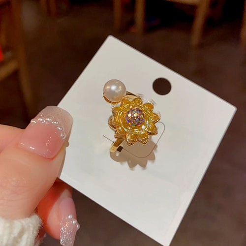 18K Gold Plated Adjustable Rotating Sunflower Rings