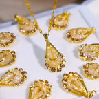 Golden mesh crystal necklace(24k gold plated)