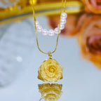 Double-layer golden rose pearl necklace(24k gold plated)