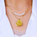Double-layer golden rose pearl necklace(24k gold plated)
