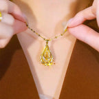 Golden mesh crystal necklace(24k gold plated)