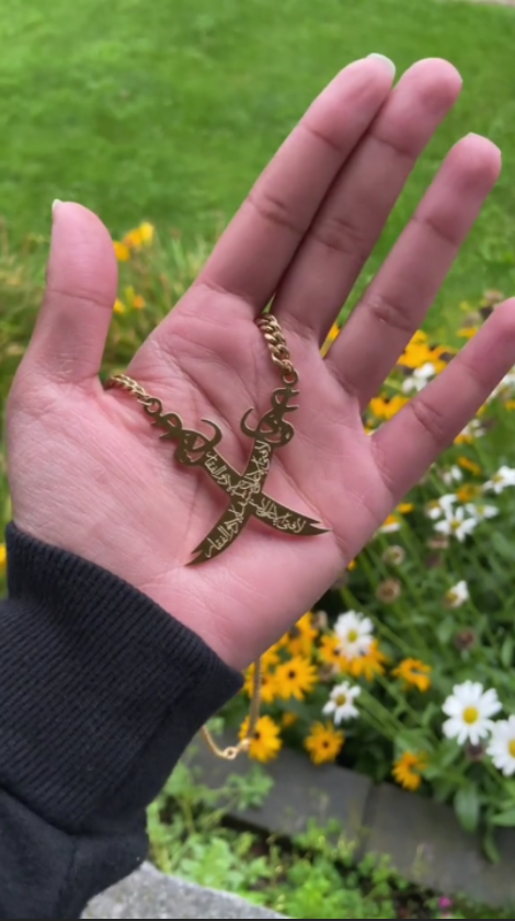 Double Zulfiqar Sword Necklace