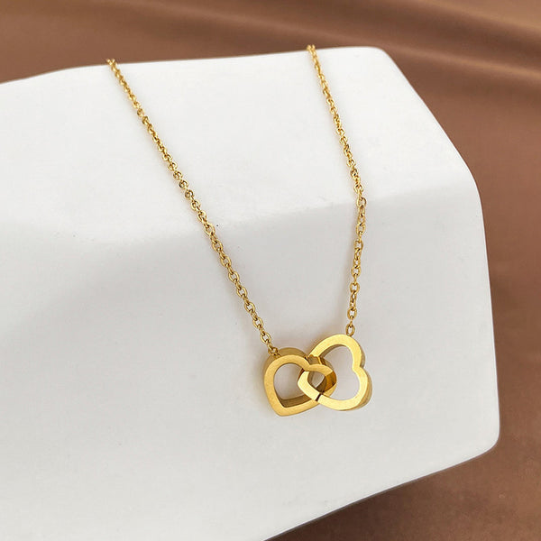 18K Gold Plated Twin Hearts Unity Pendant