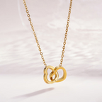 18K Gold Plated Twin Hearts Unity Pendant