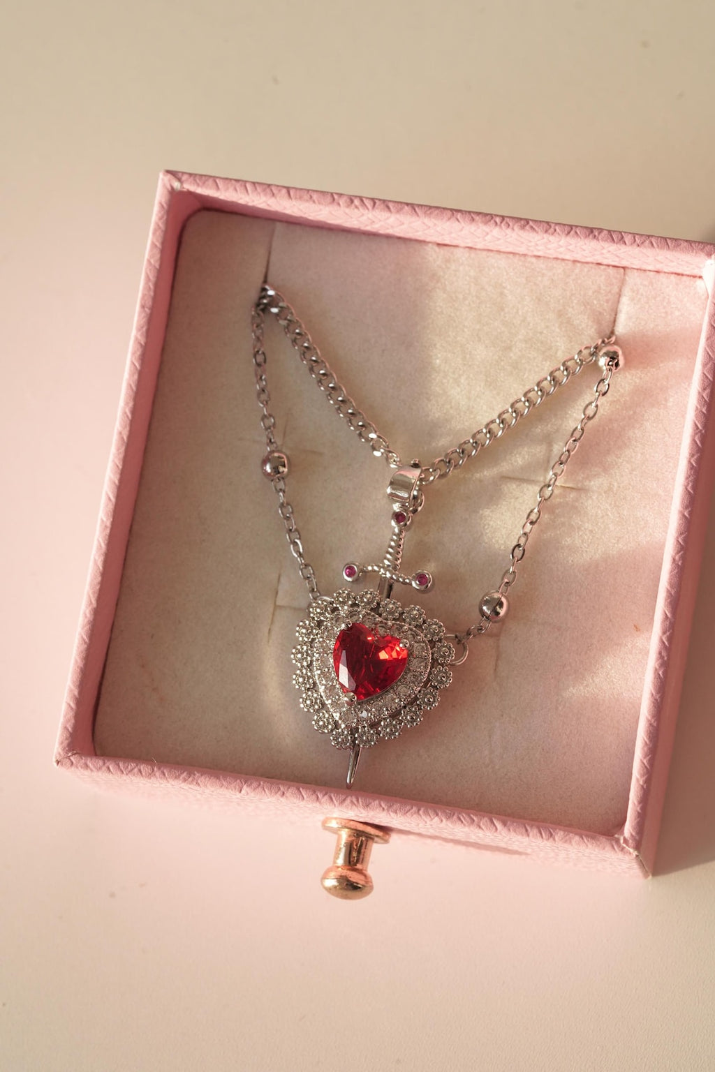 Heart and Sword Couple Necklace