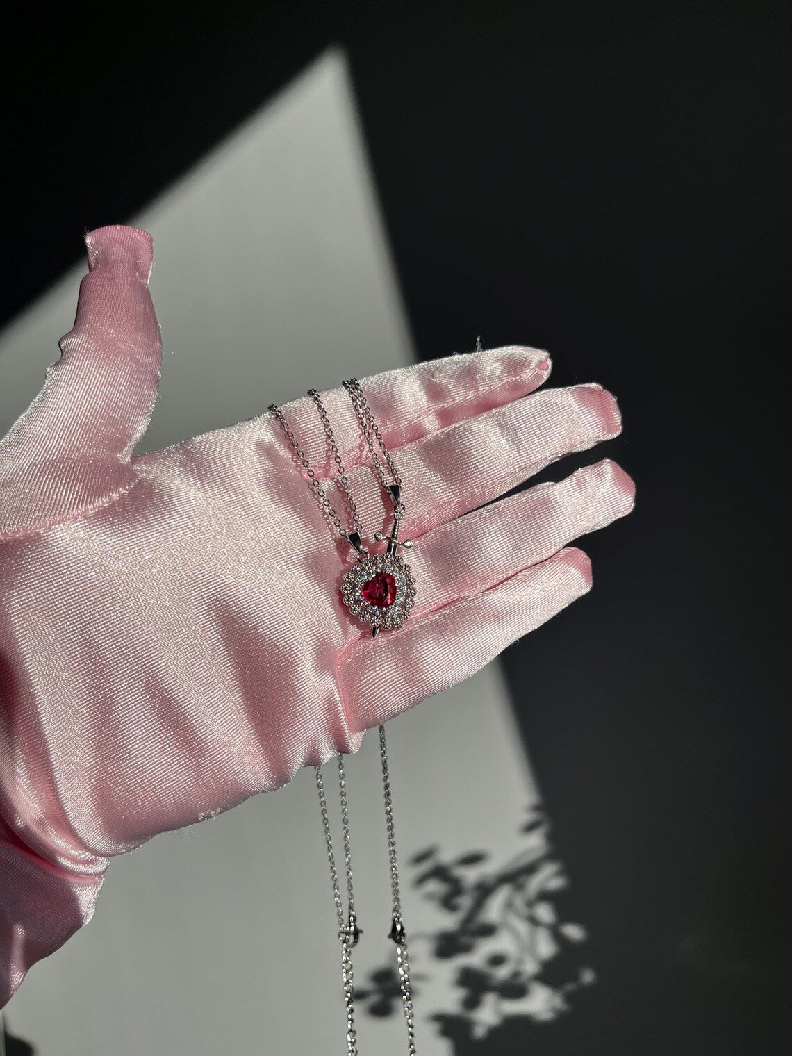 Heart and Sword Couple Necklace