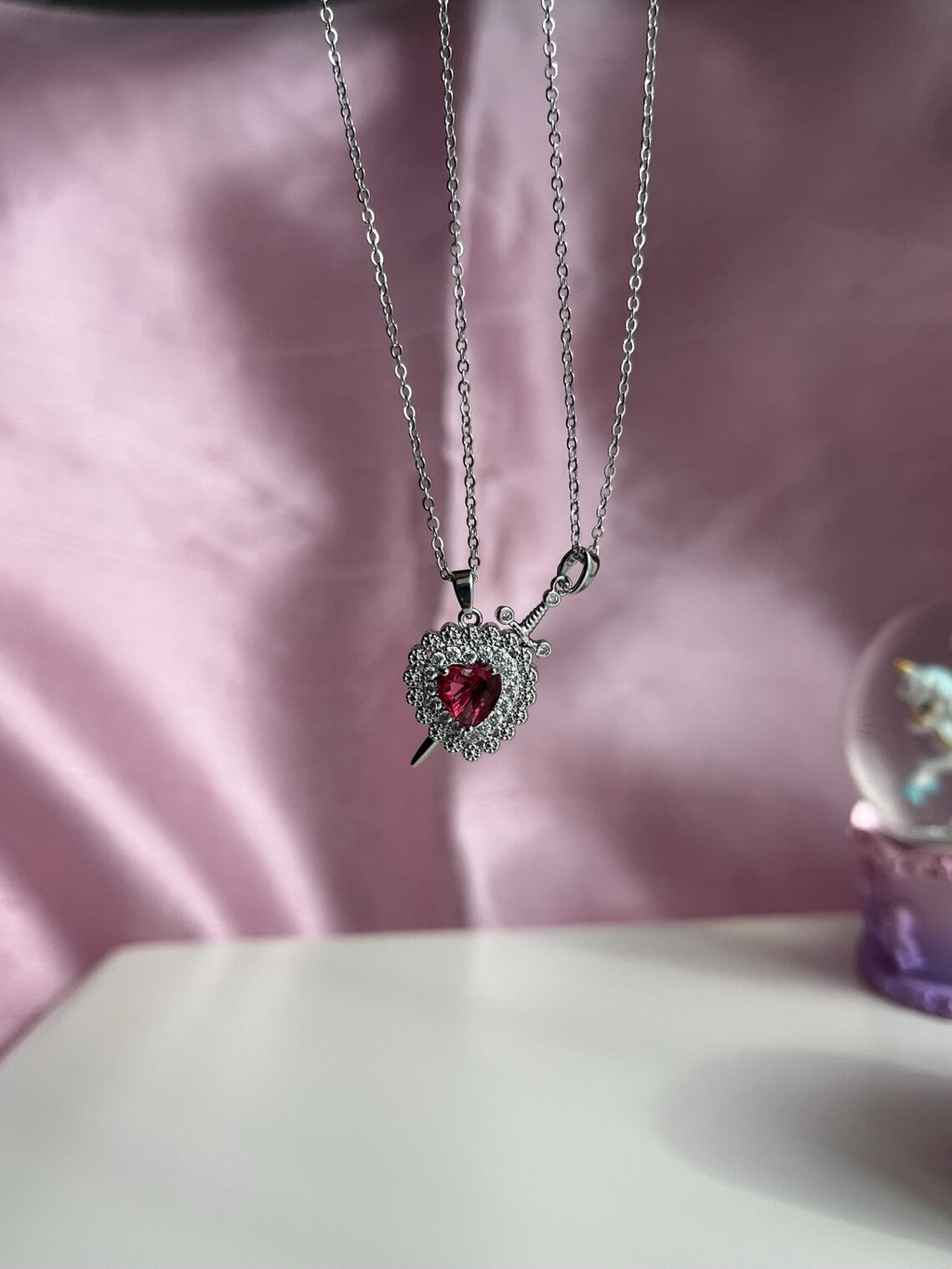 Heart and Sword Couple Necklace