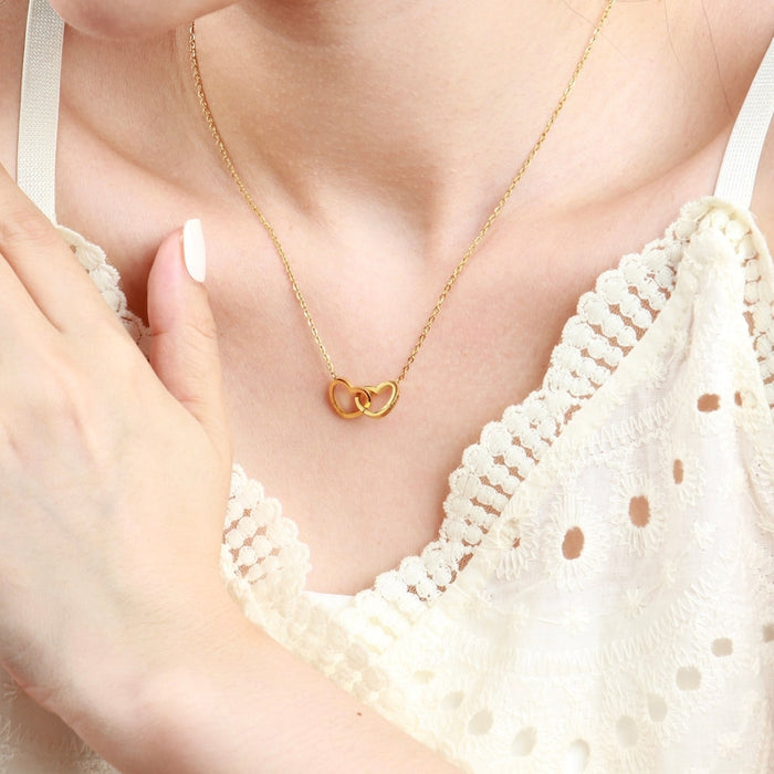 18K Gold Plated Twin Hearts Unity Pendant