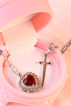 Heart and Sword Couple Necklace