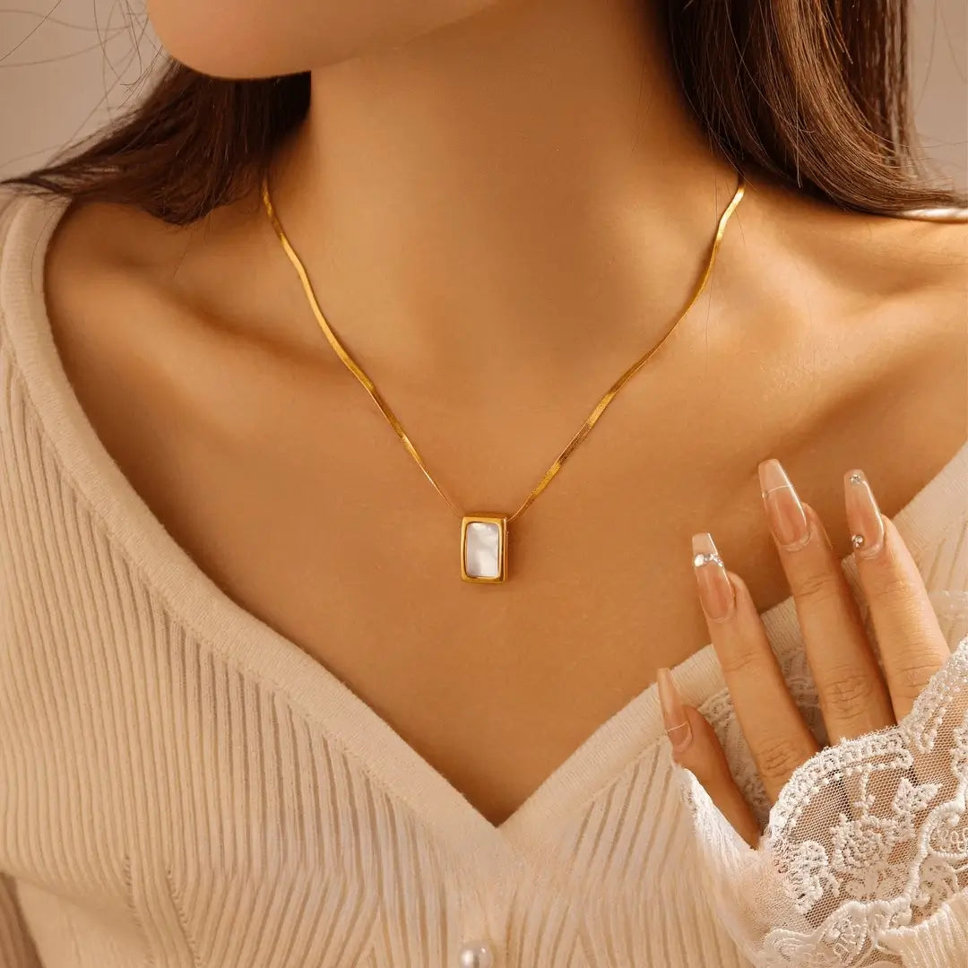Ayla 18K Gold-Plated Mother of Pearl Pendant Necklace